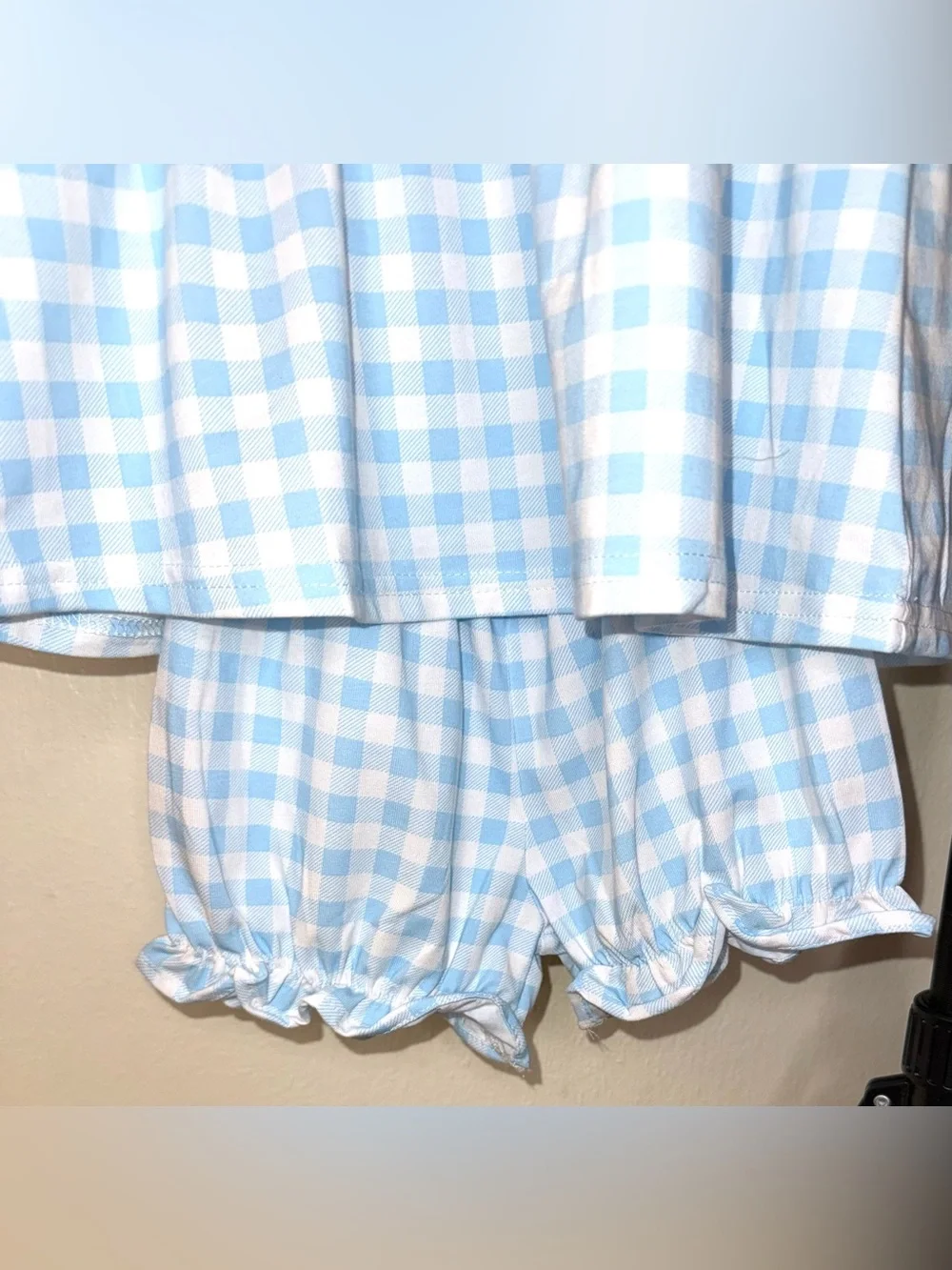 Classic Whimsy Riley Gingham Knit Bloomer Set in Blue, size 24 mos, NWT